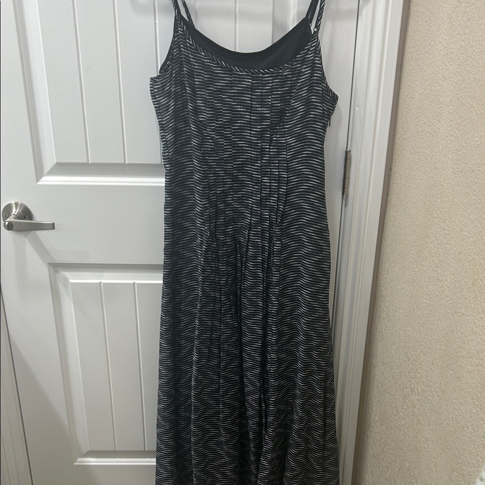 Blue and White Striped Calvin Klein Maxi Dress